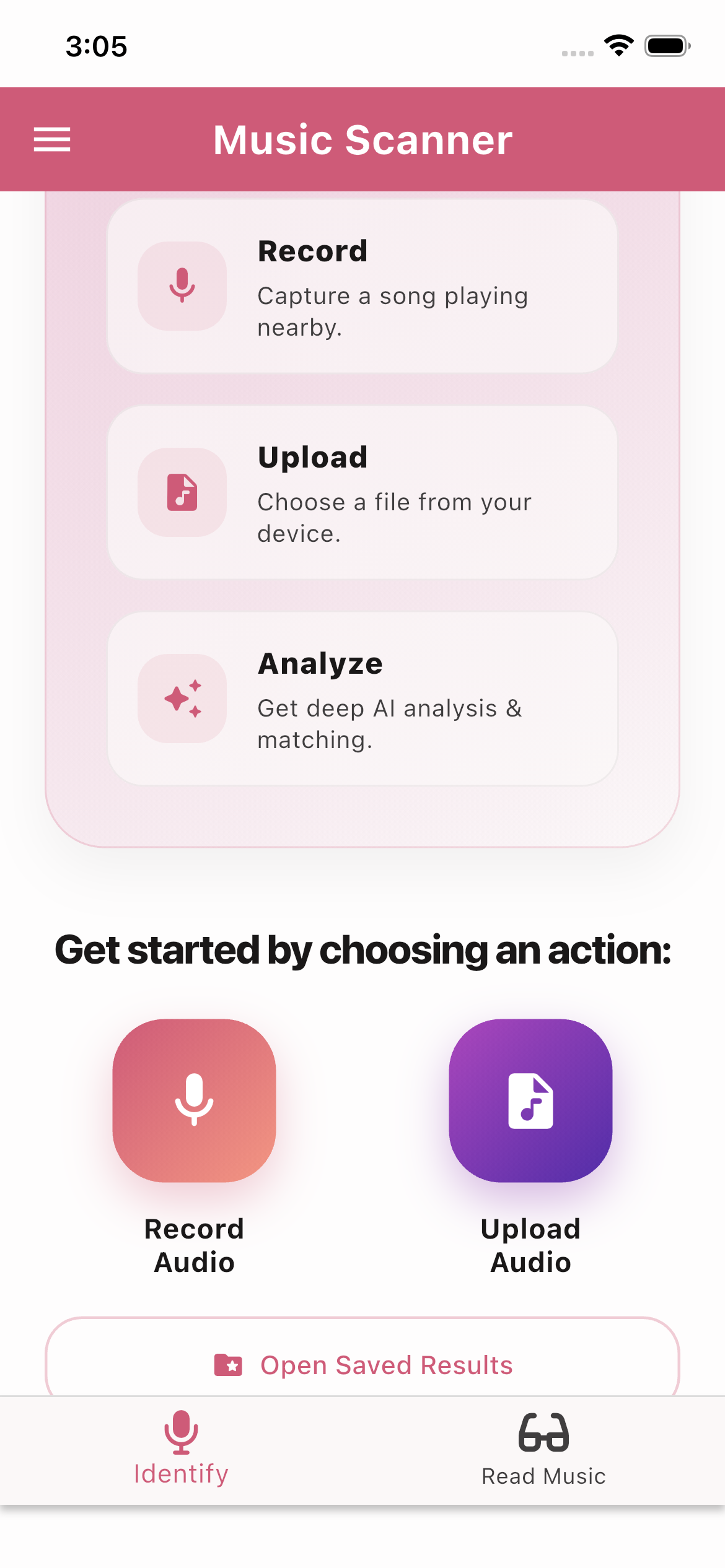 Music Scanner app interface showing dual-engine AI song identification in action