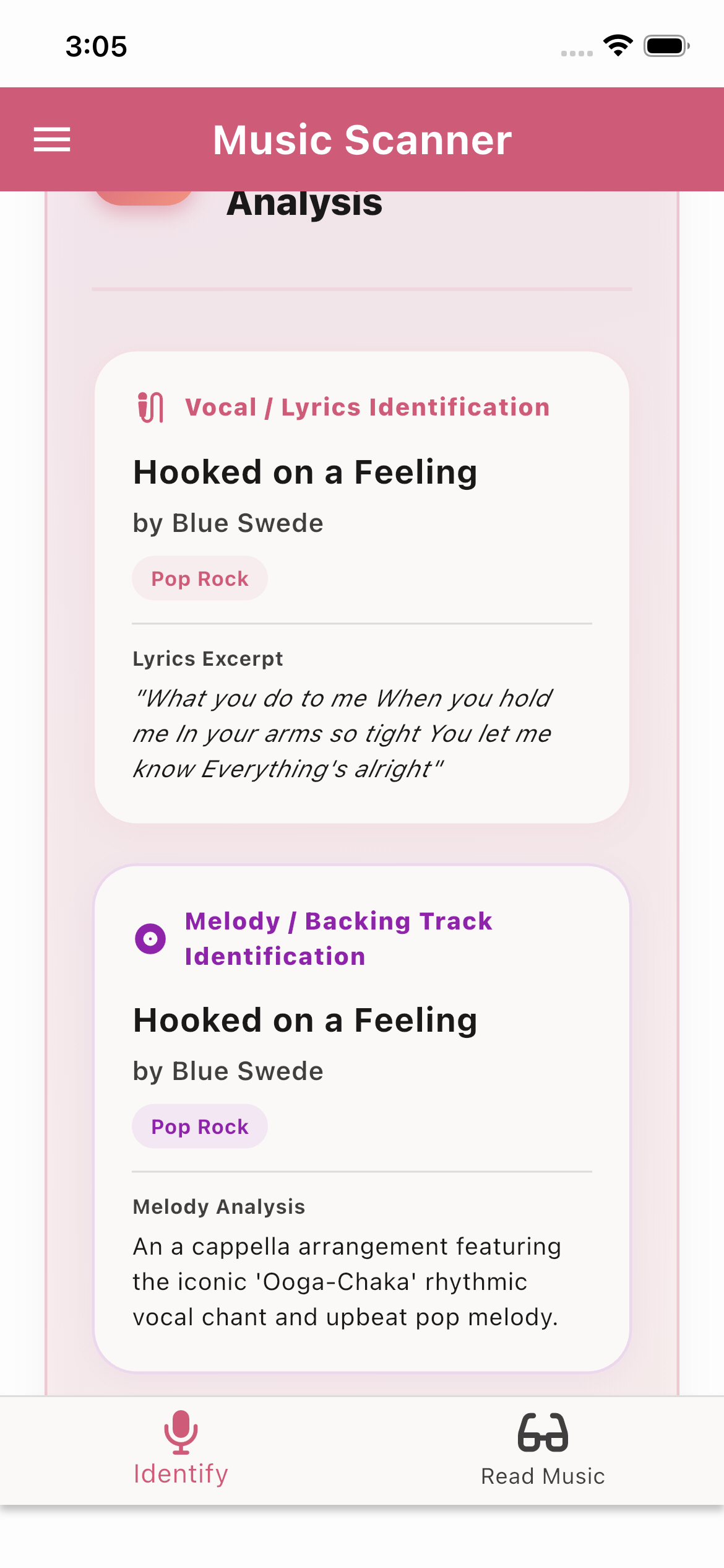 Music Scanner practice tools screen with tempo BPM and key transposition controls